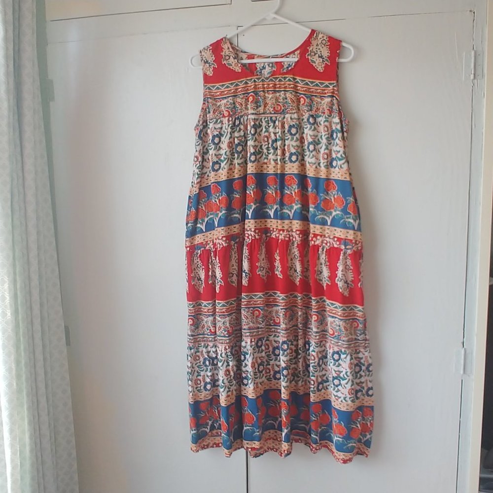 LA CERA Colorful Floral Sleeveless Dress/Muumuu